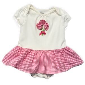 Gymboree Onesie Dress Pink & White Gingham 3-6M